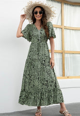 Mehrfarbiges Stufenkleid mit Animalprint